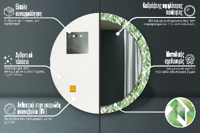 Miroir rond cadre imprimé Chevrons