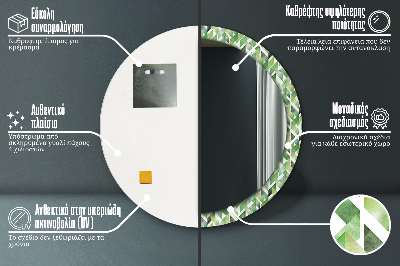 Miroir rond cadre imprimé Chevrons