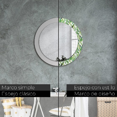 Miroir rond cadre imprimé Chevrons