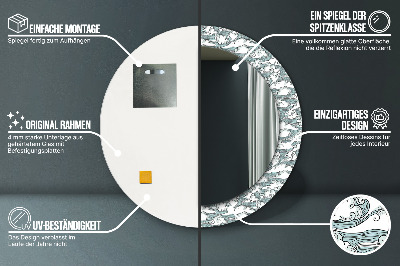 Miroir rond cadre imprimé Nuages