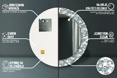 Miroir rond cadre imprimé Nuages