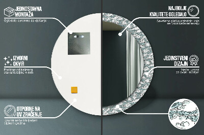 Miroir rond cadre imprimé Nuages