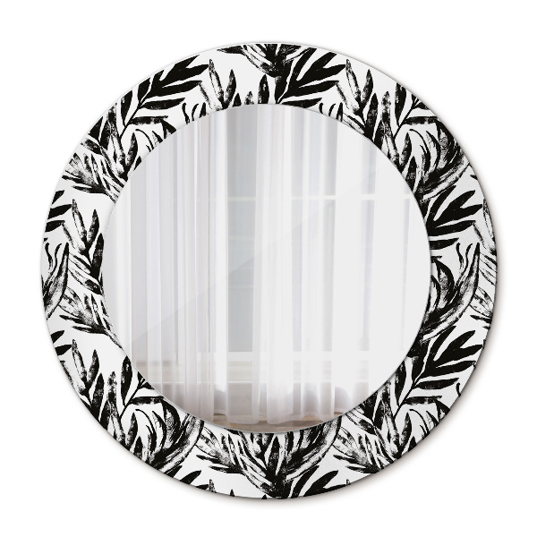 Miroir rond cadre imprimé Monstera