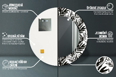 Miroir rond cadre imprimé Monstera