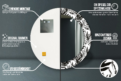 Miroir rond cadre imprimé Monstera