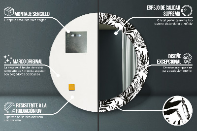 Miroir rond cadre imprimé Monstera