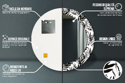 Miroir rond cadre imprimé Monstera