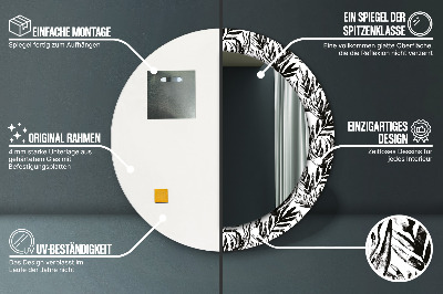 Miroir rond cadre imprimé Monstera