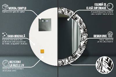 Miroir rond cadre imprimé Monstera