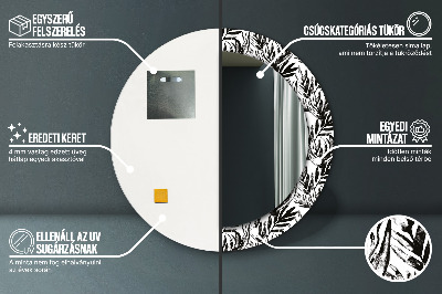 Miroir rond cadre imprimé Monstera