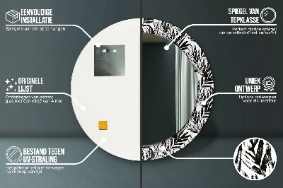 Miroir rond cadre imprimé Monstera