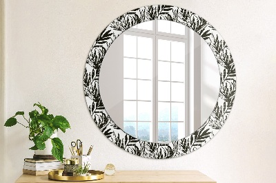 Miroir rond cadre imprimé Monstera