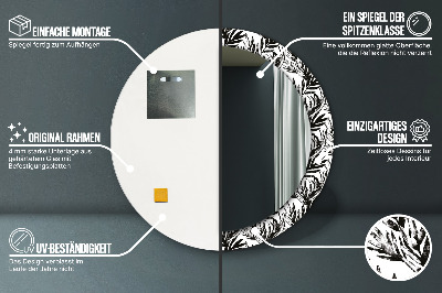 Miroir rond cadre imprimé Monstera