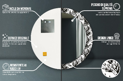 Miroir rond cadre imprimé Monstera