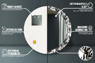 Miroir rond cadre imprimé Monstera