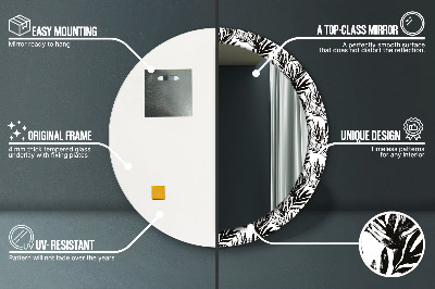 Miroir rond cadre imprimé Monstera