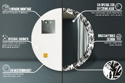 Miroir rond cadre imprimé Monstera