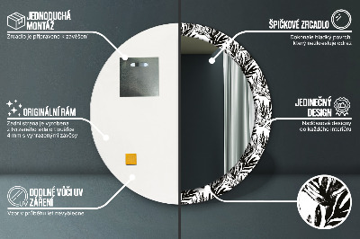 Miroir rond cadre imprimé Monstera