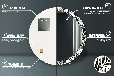 Miroir rond cadre imprimé Monstera