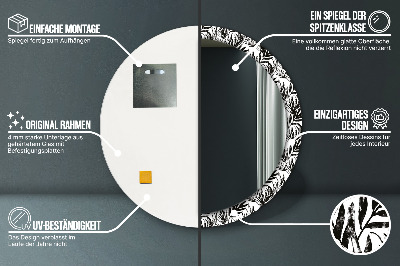 Miroir rond cadre imprimé Monstera