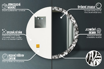 Miroir rond cadre imprimé Monstera