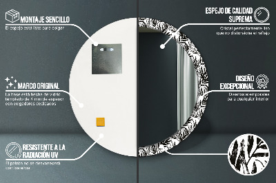 Miroir rond cadre imprimé Monstera