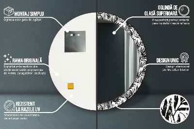 Miroir rond cadre imprimé Monstera