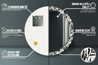 Miroir rond cadre imprimé Monstera