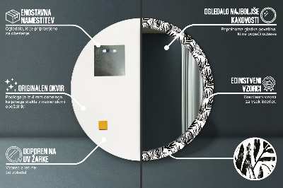 Miroir rond cadre imprimé Monstera