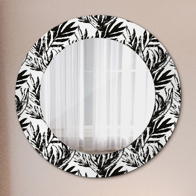 Miroir rond cadre imprimé Monstera