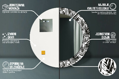 Miroir rond cadre imprimé Monstera