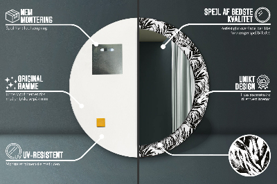 Miroir rond cadre imprimé Monstera