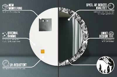 Miroir rond cadre imprimé Monstera