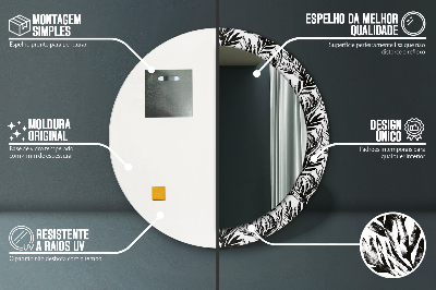 Miroir rond cadre imprimé Monstera