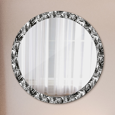 Miroir rond cadre imprimé Monstera