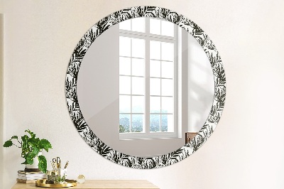 Miroir rond cadre imprimé Monstera