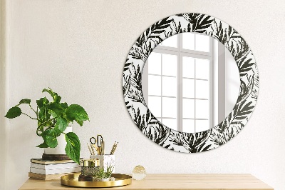 Miroir rond cadre imprimé Monstera