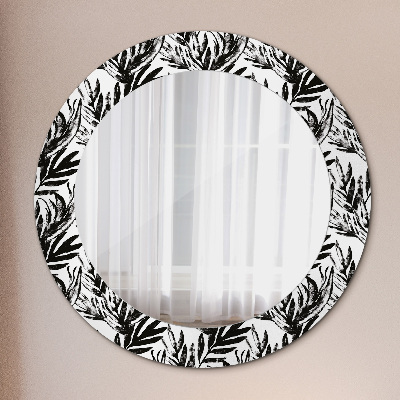 Miroir rond cadre imprimé Monstera