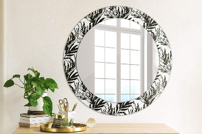 Miroir rond cadre imprimé Monstera