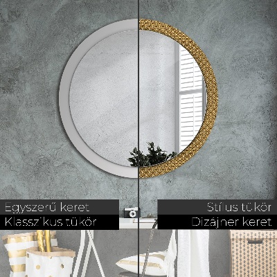 Miroir rond cadre avec impression Déco vintage