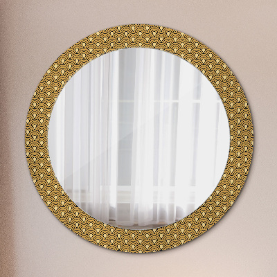 Miroir rond cadre avec impression Déco vintage