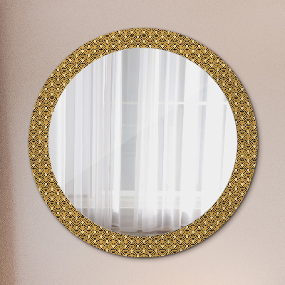 Miroir rond cadre avec impression Déco vintage