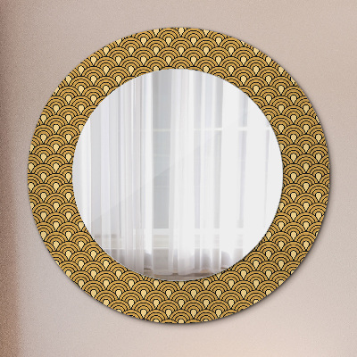 Miroir rond cadre avec impression Déco vintage