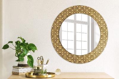 Miroir rond cadre avec impression Déco vintage