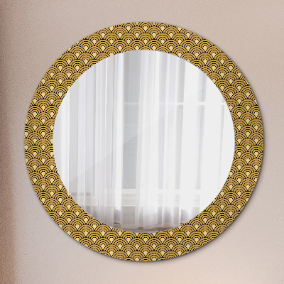 Miroir rond cadre avec impression Déco vintage