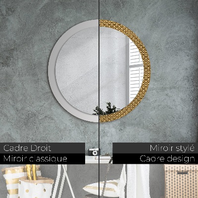 Miroir rond cadre avec impression Déco vintage