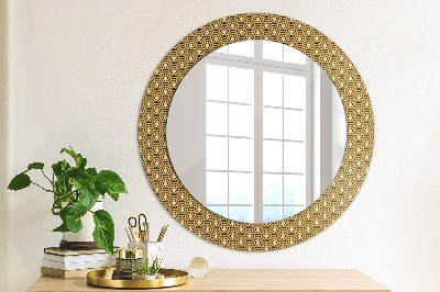 Miroir rond cadre avec impression Déco vintage