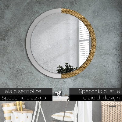 Miroir rond cadre avec impression Déco vintage