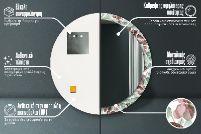 Miroir rond avec décoration Eucaliptus