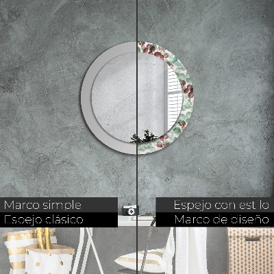 Miroir rond avec décoration Eucaliptus